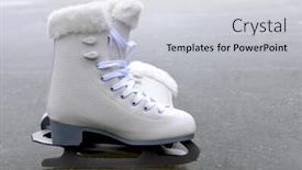  Presentation with figure skating - PPT layouts having pair of skates for figure skating on ice rink background and a light gray colored foreground