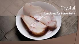  Presentation with white plate - Beautiful PPT layouts featuring pair-of-slices-of-raw backdrop and a gray colored foreground