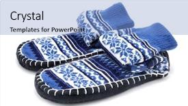  Presentation with slipper - PPT theme with pair of slipper socks on a white background background and a light blue colored foreground
