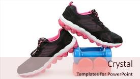  Presentation with pair of gloves - Audience pleasing presentation theme consisting of dumb bells - pair of sneakers and dumbbells backdrop and a lemonade colored foreground