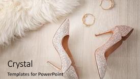  Presentation with spark - Presentation theme consisting of pair of sparkly female shoes background and a soft green colored foreground