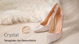  Presentation with sparkly - Colorful presentation theme enhanced with pair of sparkly female shoes and elegant earrings on floor backdrop and a lemonade colored foreground
