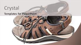  Presentation with pair - Presentation design enhanced with pair-of-sport-sandals-isolated background and a light gray colored foreground
