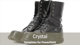  Presentation with leather - Cool new slides with pair of steelcap leather boots backdrop and a gray colored foreground