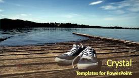  Presentation with tennis shoes - PPT theme featuring pair of tennis shoes abandoned background and a  colored foreground
