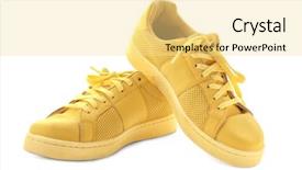  Presentation with tennis shoes - Theme with pair of tennis shoes background and a blonde colored foreground