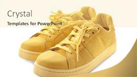  Presentation with tennis shoes - PPT layouts featuring pair of tennis shoes on white background background and a blonde colored foreground