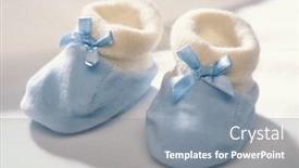  Presentation with baby shoes - PPT theme with pair-of-traditional-soft-blue background and a gray colored foreground