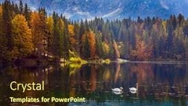  Presentation with mountain water - Colorful slide set enhanced with pair-of-white-swans backdrop and a wine colored foreground