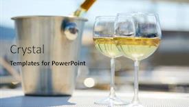  Presentation with yacht - Slide deck consisting of pair of wineglasses against the yacht background and a mint green colored foreground
