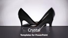  Presentation with black woman - Audience pleasing presentation theme consisting of pair of woman's black shoes on floor on light wall background backdrop and a dark gray colored foreground