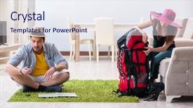  Presentation with honeymoon - Amazing presentation theme having pair planning their honeymoon camping backdrop and a  colored foreground