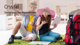  Presentation with honeymoon - Slides having pair planning their honeymoon camping background and a  colored foreground