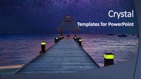  Presentation with romantic - Presentation theme having pair sitting on the jetty background and a navy blue colored foreground