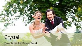  Presentation with wedding white - Audience pleasing slides consisting of pair with flying white dove backdrop and a soft green colored foreground