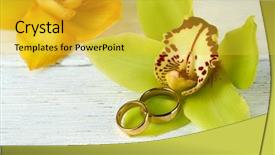  Presentation with wedding rings - Amazing theme having pair yellow orchids - wedding rings and orchid flowers backdrop and a yellow colored foreground