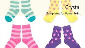  Presentation with black and white film strip - Slides consisting of pairs - pair of striped sock isolated background and a blonde colored foreground