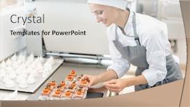  Presentation with later - Beautiful PPT theme featuring paitssier putting petite fours on a sheet to sell them later in the shop backdrop and a light gray colored foreground