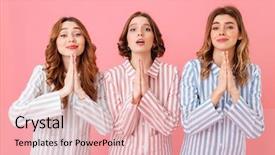  Presentation with good luck - Presentation design consisting of pajamas praying keeping palms together background and a lemonade colored foreground