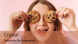  Presentation with cookies chocolate filling - Amazing PPT theme having pajamas standing isolated over pink backdrop and a coral colored foreground