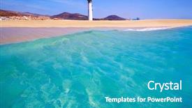  Presentation with female and beach - Colorful theme enhanced with fuerteventura at canary island backdrop and a teal colored foreground