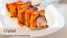  Presentation with pakistan - Theme with gourmet pakistan - barbecued cottage cheese background and a coral colored foreground