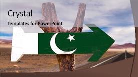  Presentation with pakistan flag - Beautiful slide deck featuring pakistan flag wooden sign backdrop and a light gray colored foreground