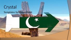 Presentation with pakistan flag - PPT theme with pakistan flag wooden sign background and a light blue colored foreground