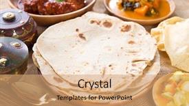  Presentation with indian restaurant - Audience pleasing PPT theme consisting of pakistan restaurant - chapati chapatti or flat bread backdrop and a coral colored foreground