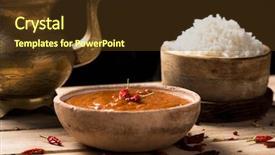  Presentation with golden rice - Slide deck having pakistan restaurant - closeup of a bowl background and a tawny brown colored foreground