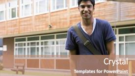  Presentation with college student money - Audience pleasing slide set consisting of pakistani education - college student stood outside backdrop and a coral colored foreground