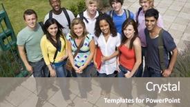  Presentation with african american college students - Presentation design having pakistani education - college students stood outside background and a gray colored foreground