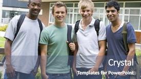  Presentation with college students and laptop - Presentation theme enhanced with pakistani education - college students stood outside background and a ocean colored foreground