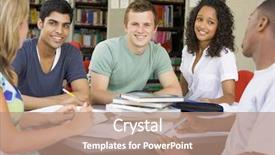  Presentation with college students - Beautiful slide set featuring pakistani education - college students studying in library backdrop and a coral colored foreground