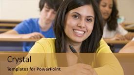  Presentation with university - Beautiful presentation theme featuring pakistani education - female college student listening backdrop and a  colored foreground