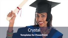  Presentation with graduation white cap - Slide deck consisting of pakistani education - happy indian adult student background and a ocean colored foreground