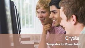  Presentation with of a computer lab - Colorful PPT layouts enhanced with pakistani education - male college students backdrop and a coral colored foreground