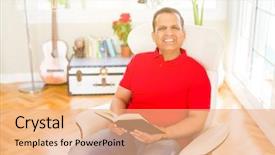  Presentation with reading - Slides having pakistani education - middle age man reading background and a coral colored foreground