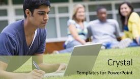  Presentation with young man holdng laptop on lap money - Cool new theme with pakistani education - young man using laptop backdrop and a mint green colored foreground