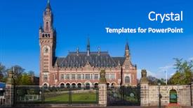  Presentation with international - Audience pleasing slide deck consisting of palace - international court of justice backdrop and a gray colored foreground