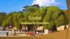  Presentation with trees - Beautiful PPT theme featuring crystal palace - trees at retiro park backdrop and a tawny brown colored foreground