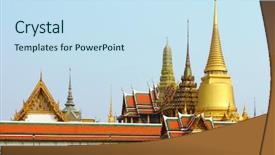  Presentation with hindu buddha history - Cool new PPT theme with palace and temple of emerald backdrop and a sky blue colored foreground