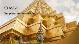  Presentation with buddha - PPT theme consisting of palace and temple of emerald background and a yellow colored foreground