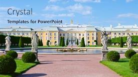  Presentation with russia - Slides enhanced with palace-in-peterhof-saint-petersburg background and a light blue colored foreground