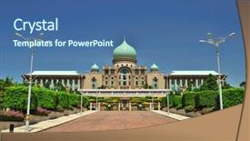 Presentation with islamic - Presentation design enhanced with kuala lumpur - islamic palace in putrajaya background and a ocean colored foreground
