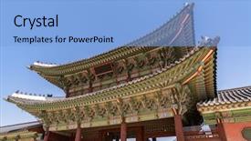  Presentation with korea - PPT layouts featuring palace in seoul south korea background and a  colored foreground