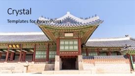  Presentation with korea - Presentation theme featuring palace in seoul south korea background and a light blue colored foreground