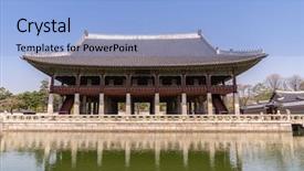  Presentation with korea - Colorful slide set enhanced with palace in seoul south korea backdrop and a light blue colored foreground