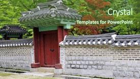  Presentation with mongolian state south korea - Presentation design featuring palace in seoul south korea background and a  colored foreground