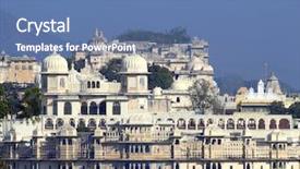  Presentation with udaipur - Slide set featuring palace in udaipur rajasthan india background and a teal colored foreground